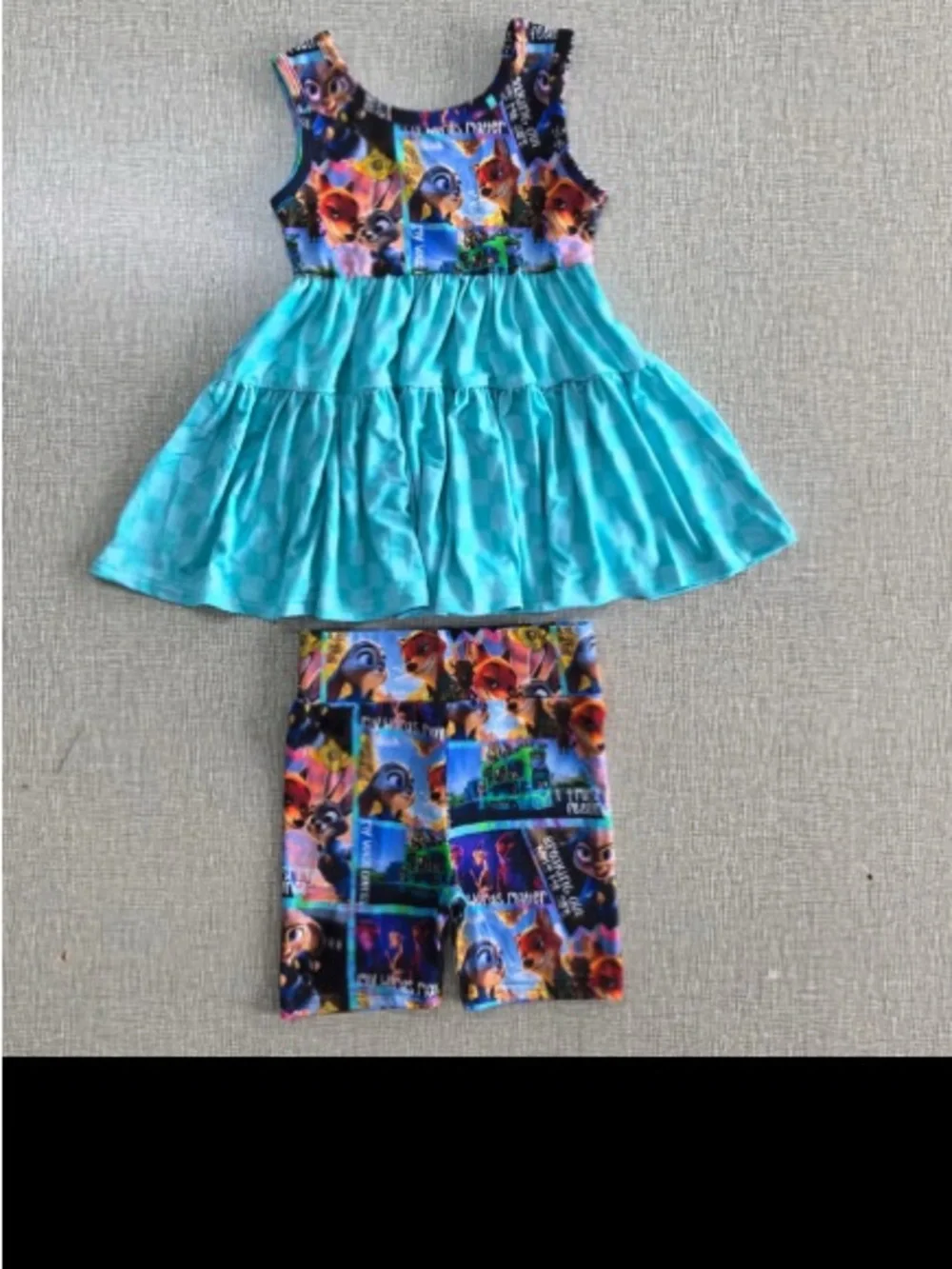 BAMBOO Zootopia exclusive design Girls tank top peplum Set daywear